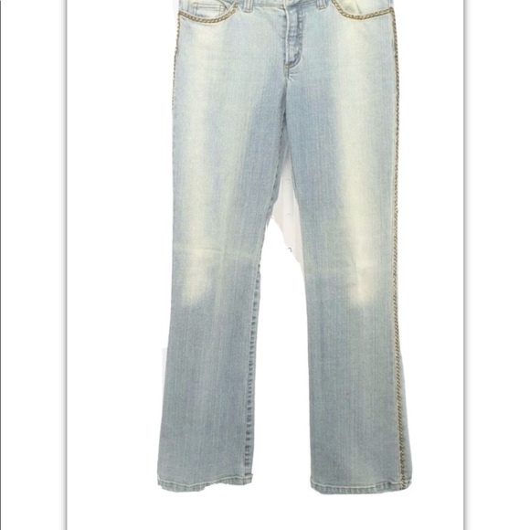 Cache Jeans Stretch Gold chain link Jeans size 12 - Picture 2 of 8